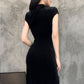 Retro Cheongsam Black Dress