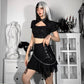 Gothic Punk Lace Up With Chain Skirt