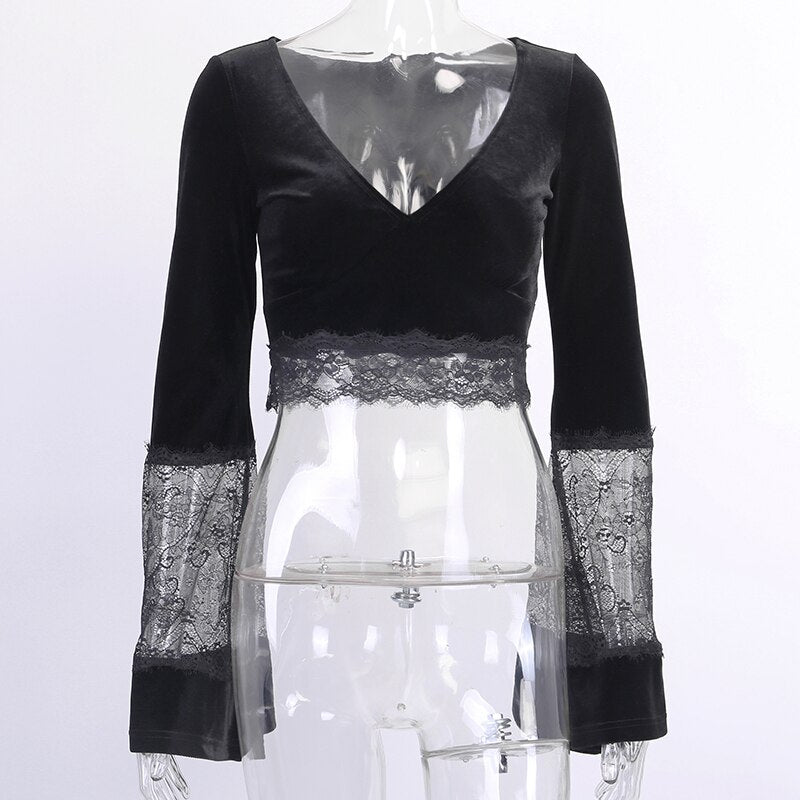 Gothic Crop Top Flare freeshipping - Chagothic