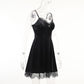 Gothic Lace Trim Black Mini Dress