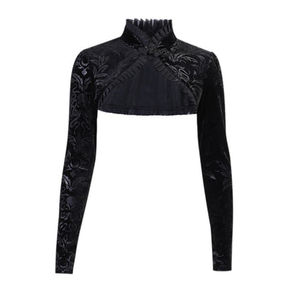 Sexy Velvet Black Cropped Top freeshipping - Chagothic