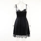 Gothic Lace Trim Black Mini Dress