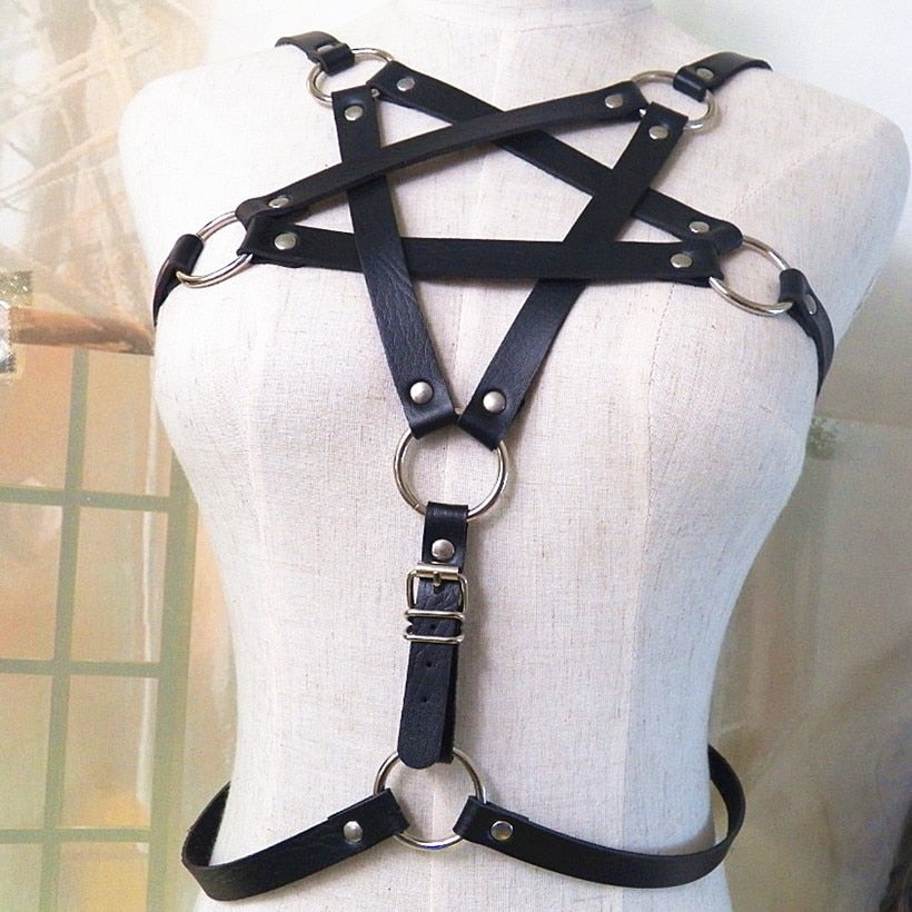 Gothic Black Leather Bodycon Slim Belt