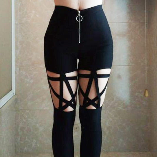 Gothic Sexy Pentagram Hollow Out Pant