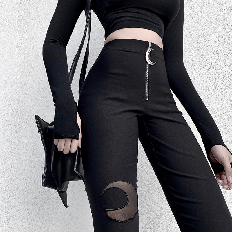 Gothic Black Pencil High Waist Pant