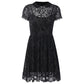 Gothic Hollow Out Black Mini Short Sleeve Dress