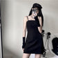 Harajuku Vintage Solid Black Dress