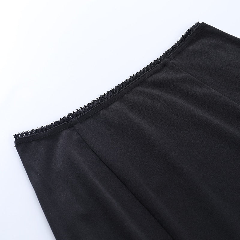 Vintage Lace Patchwork Black Skirt