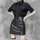 Gothic PU Leather Black Skirt