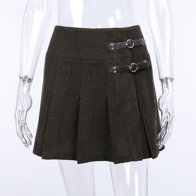 Sexy Belt Patchwork Skirt freeshipping - Chagothic