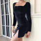 Vintage Velvet Black Mini Dress