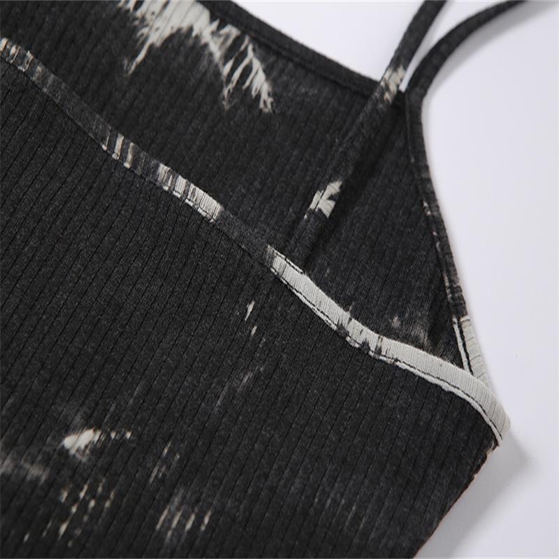 Vintage Sexy Tie Dye Bandage Black Dress