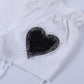 Heart Embroidery Black Shorts
