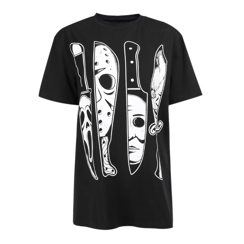 Skull Print Black T Shirt freeshipping - Chagothic