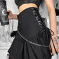 Gothic Punk Lace Up With Chain Skirt