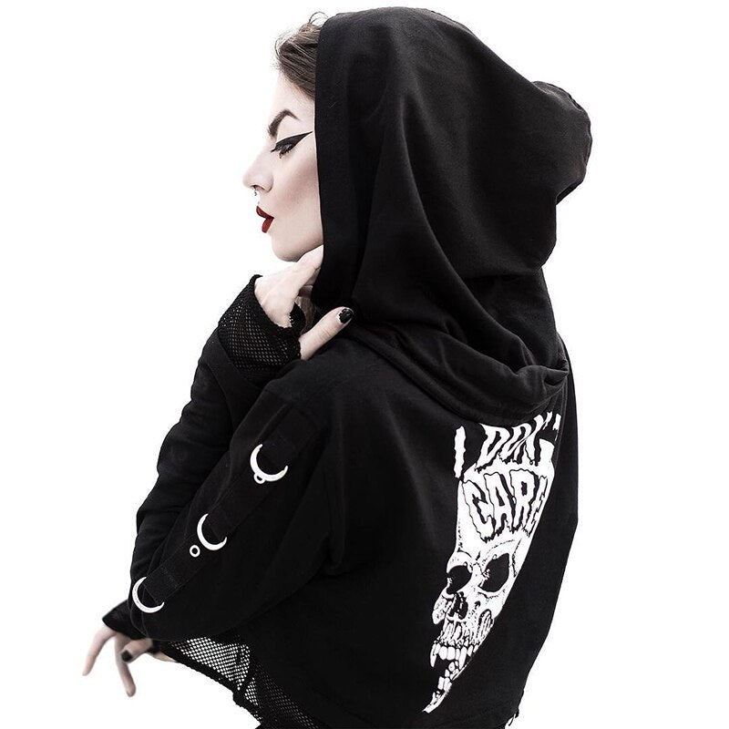Women Gothic Cropped Hoodie freeshipping - Chagothic