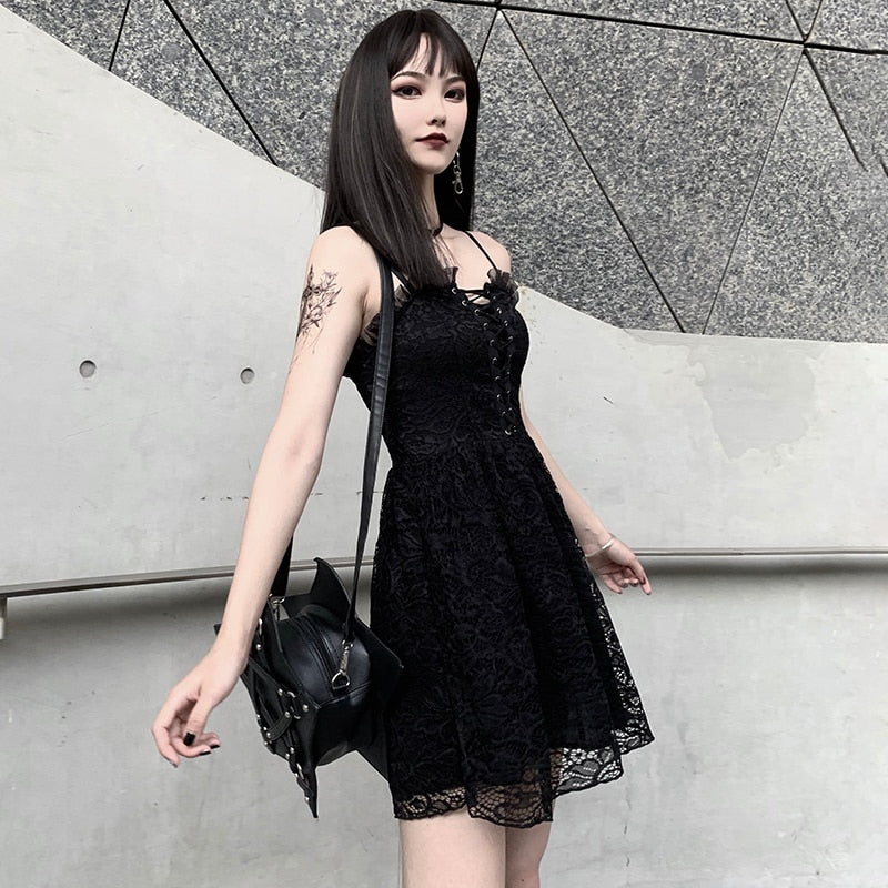 Gothic Pleated Hollow Out Summer Dress