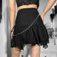 Gothic Punk Lace Up With Chain Skirt