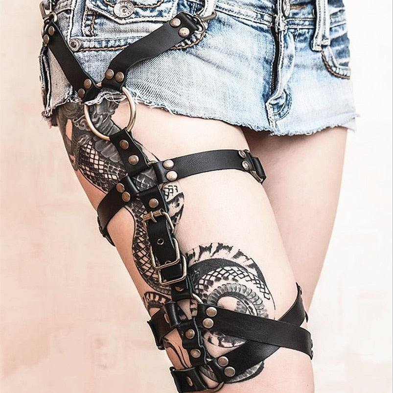 Gothic Leather Leg Ring Belt