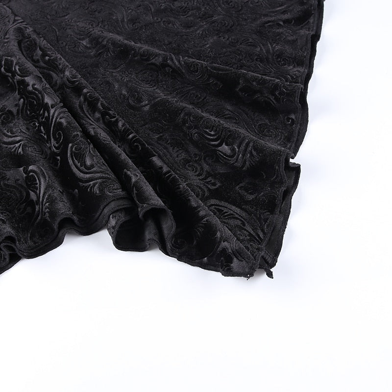 Floral Pattern Black Dress
