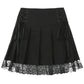 Gothic Lace Up Pleated Mini Skirt freeshipping - Chagothic