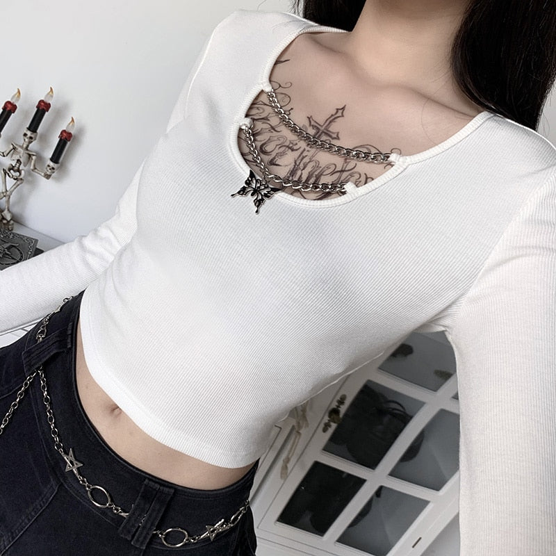 Gothic Butterfly Pendant T-shirt freeshipping - Chagothic