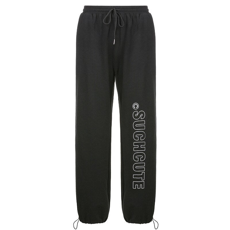 Streetwear Letter Print Black Pant