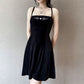 Moon Embroidered Black Mini Dress
