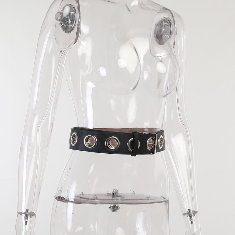 Punk Cut Out Ring Leather Belt