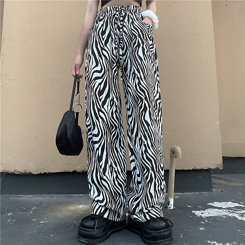 Harajuku Zebra Stripes Print Pant