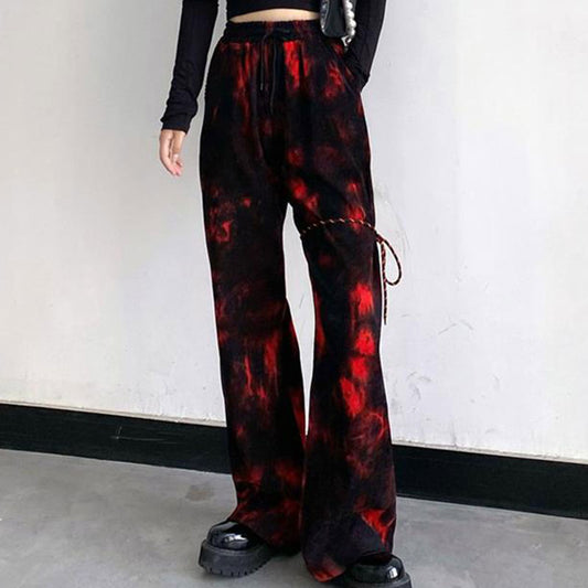 Grunge Tie Dye Red Flame Pant