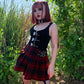 Punk Belt Patchwork Red Plaid Skirt freeshipping - Chagothic