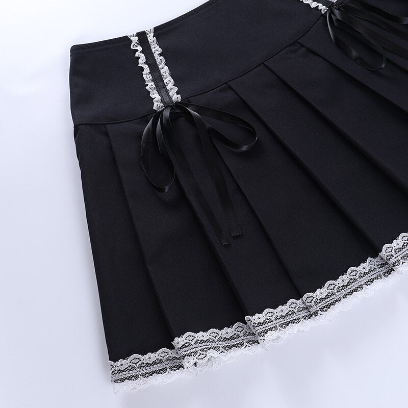 Punk A Line Black Pleated Skirt