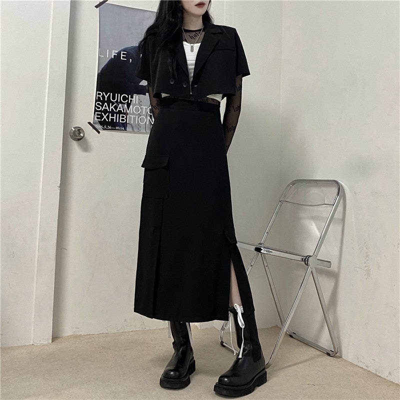 Gothic Big Pocket Outfits Skirt freeshipping - Chagothic