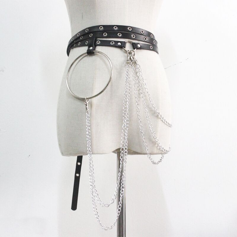 Cut Out Metal Ring Pendant Belt