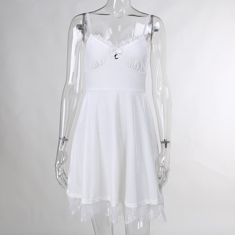 Vintage Bow White Lace Dress
