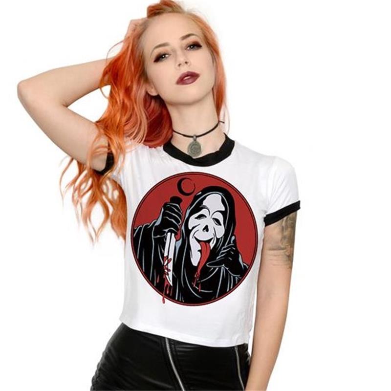 Gothic White Horrible Print T-shirt freeshipping - Chagothic