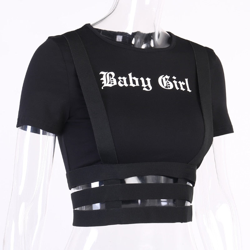 Black Basic Gothic Crop Top freeshipping - Chagothic